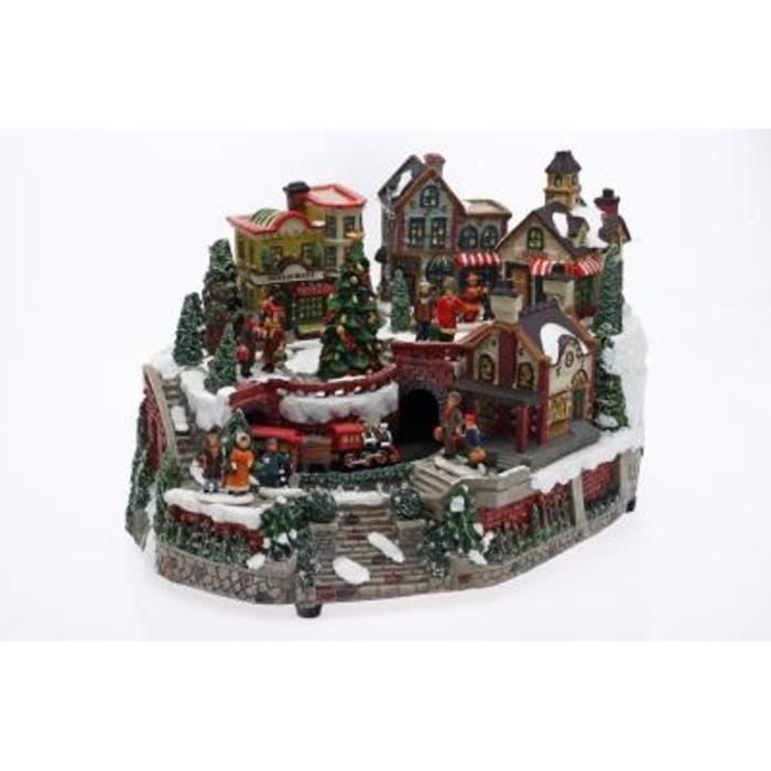 Village de Noël lumineux avec train animé Cdiscount Jeux Jouets