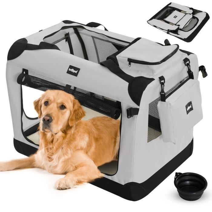Comparer les prix de Leopet® Sac De Transport Pour Chiens - Gamelle, Pliable, Respirant, Taille Xxxl, Gris - Bagage, Panier Pour Animal De Compagnie, Voyage