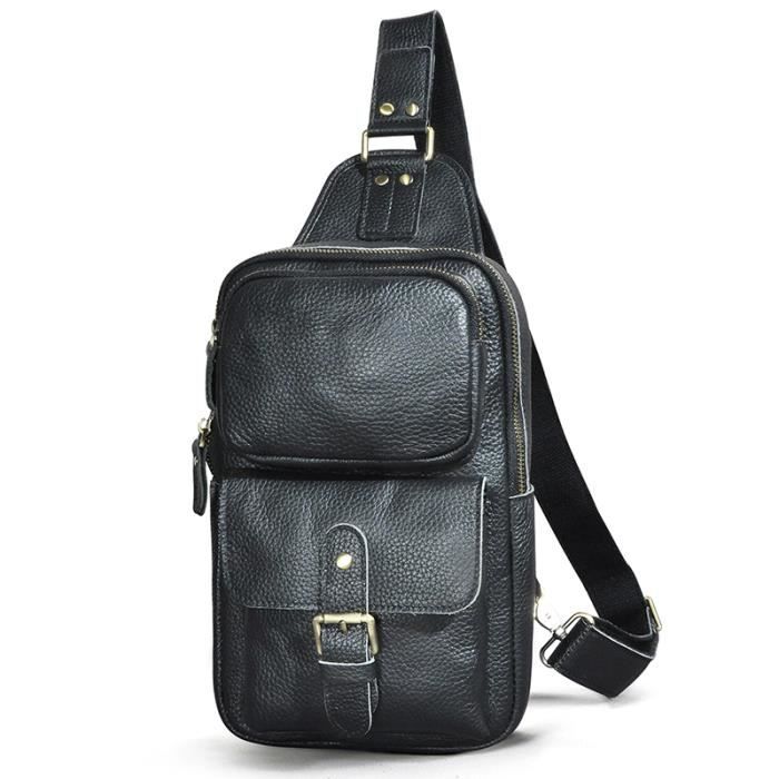 Sac à bandoulière quotidien pour femme en cuir satiné Buzzy à 3 compartiments noir avec sangle de colonne réglable acheter à prix bas - livraison gratuite, avis réels avec des photos