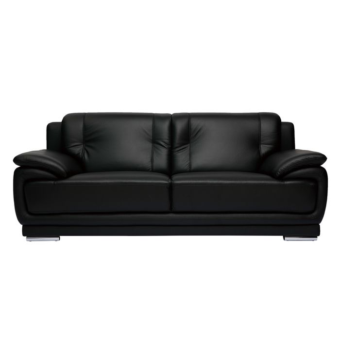 MACELO 3 places cuir noir