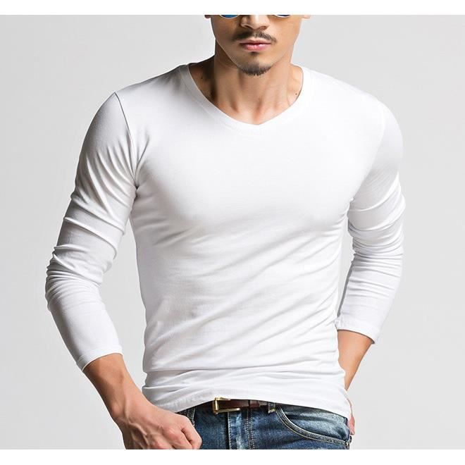Tee shirt manche 2025 longue slim homme