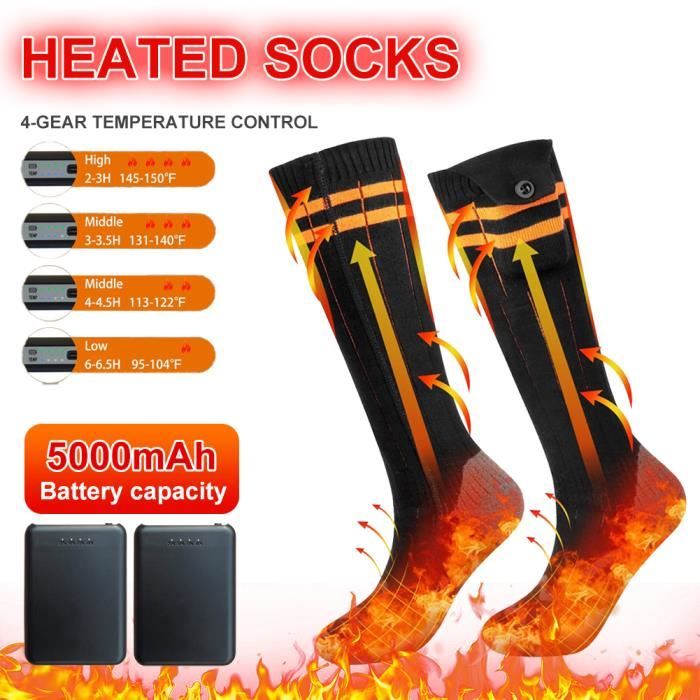 Chaussettes Chauffantes Rechargeables 4500mAh Pour Homme Et Femme – 3 Niveaux Température, Lavables, Pour Ski/Camping - 9