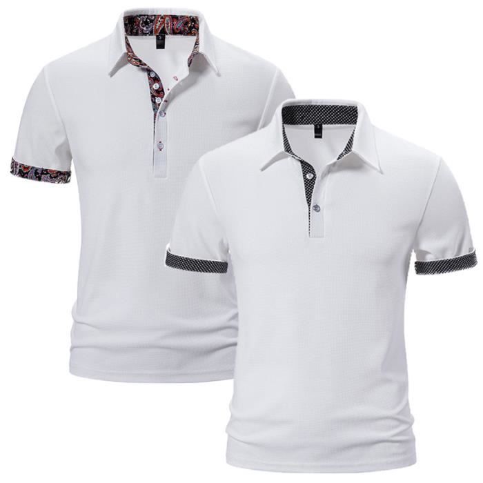 Polo Homme Marque Luxe Lot de Manche Courte Respirant