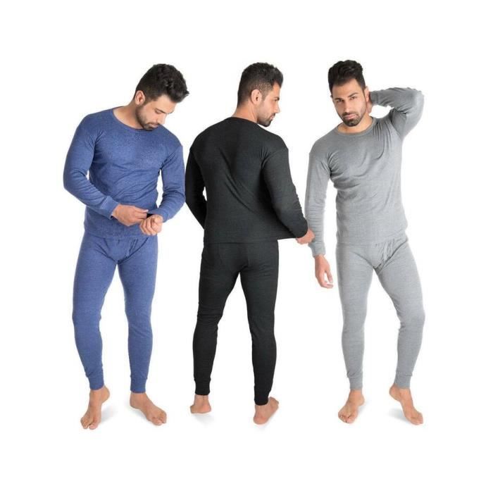 Lot de 3 Ensemble Sous-Vêtements Long Thermique - Homme - Polaire - Sous  Vêtements de Ski, Sport - Gris-Bleu-Anthracite - 9-3XL Multicolor -  Cdiscount Sport