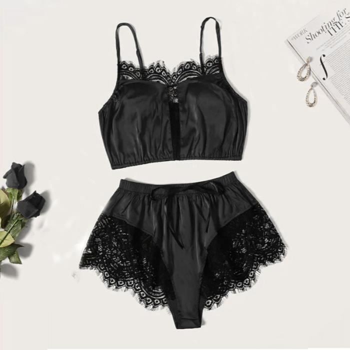 Caraco Femme En Coton Avec Soutien-gorge Intégré Et Cadre - Noir - Pour Sport, Soirée, été - Taille Réglable - 7