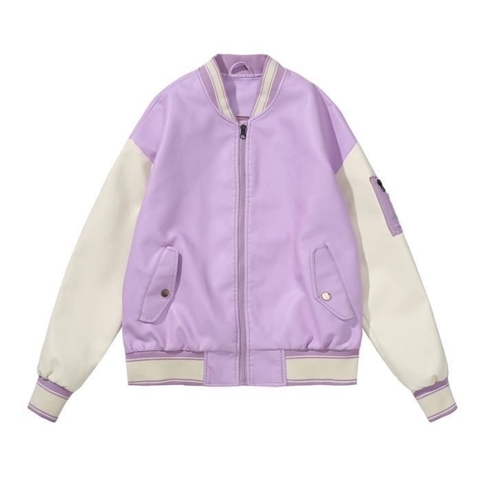 JiangKui Veste en Cuir Pour Femmes à la Mode Manteau Court en Cuir Pu Veste à Col Montant Femme Printemps Et Automne Veste en Cuir Mince Veste en Cuir Bleu Marinerouge, s