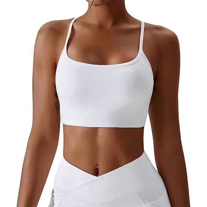 Crewhpo Soutien-Gorge De Sport Femme Dos Nu - Brassière Fitness Sans Armature - Coussinets Amovibles