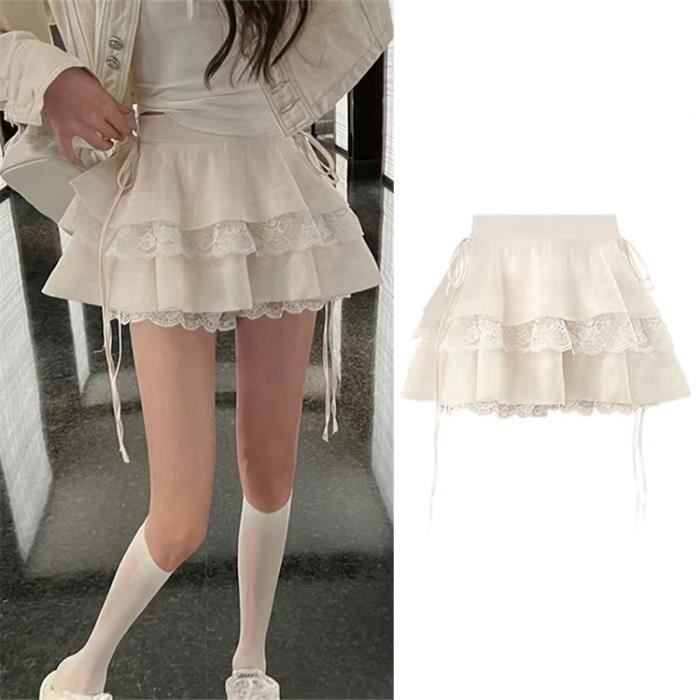 Jupe Patineuse Plissée WERFORU - Taille Haute - Brillante - Pour Festival, Soirée, Halloween