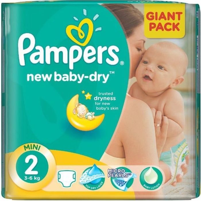 144 x couches bébé Pampers Taille 2 new baby dry Cdiscount
