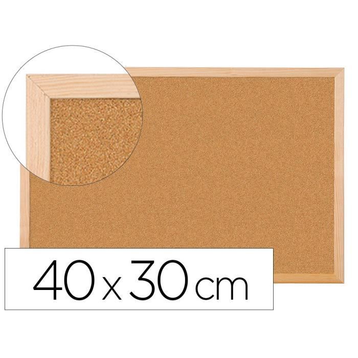 Tableau liège q-connect mural cadre bois pin naturel 2 faces inclus 5 ...
