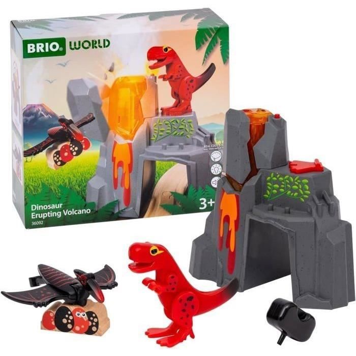 Brio Volcan en Eruption Dinosaure Accessoire pour Circuit de Train en Bois Action de Jeu sans Pileavec Aimant dès