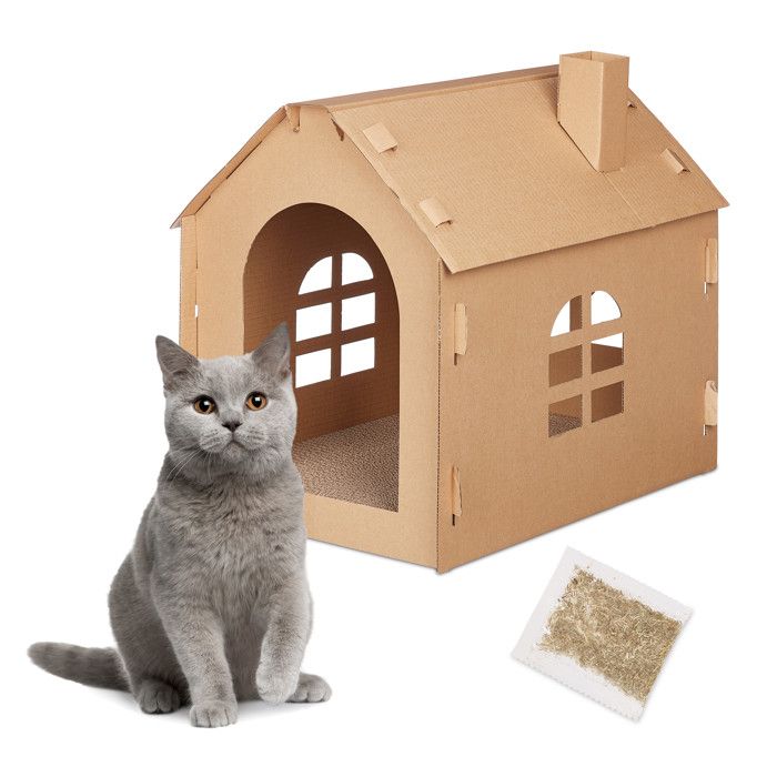Comparer les prix de Maison carton chat avec griffoir - 10030792-0