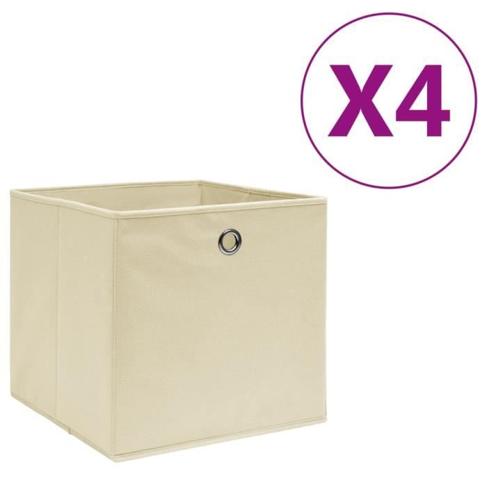 Boîtes de rangement - SALALIS - SH128722 - Tissu intissé - 28x28x28 cm - Crème