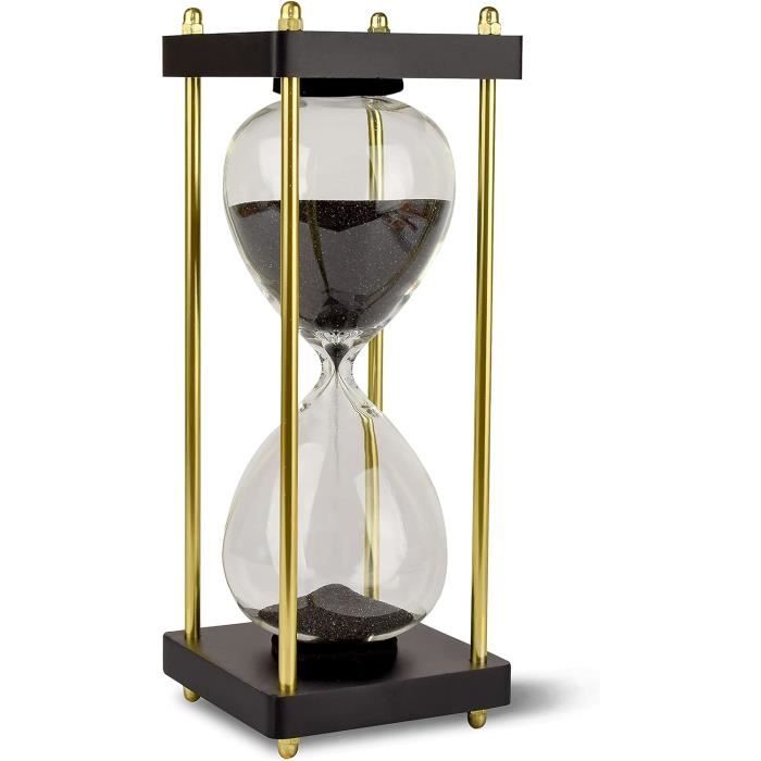 Sablier 30 Minutes Élégant Verre Arc-en-Ciel – Grand Format Avec Sable Bleu Scintillant Et Support Bois, Déco & Minuteur Zen