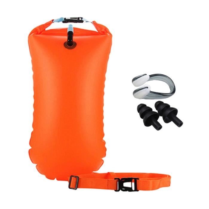 Flotteur De Remorquage Natation Eau Libre - 15 L Orange, Sifflet Intégré - Sac étanche, Ceinture Réglable - Sécurité Visibilité