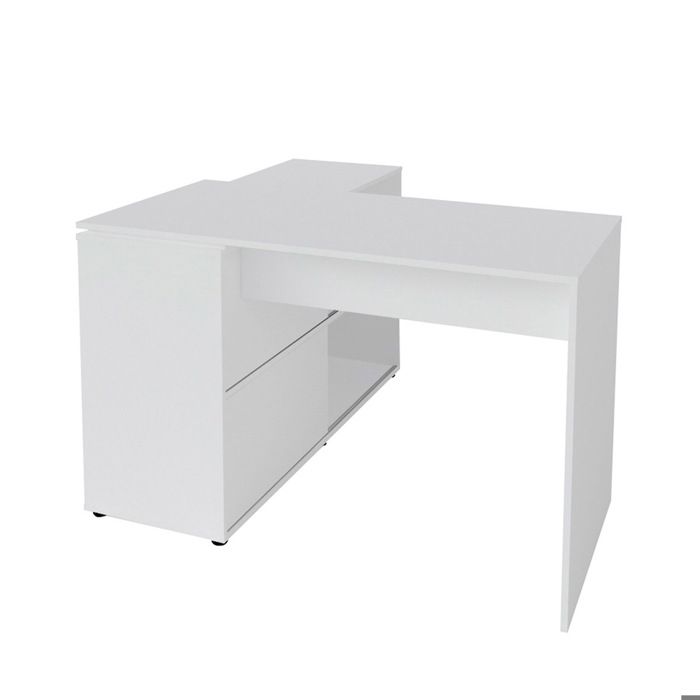 bureau d'angle - akiten retail - angus - laqué - blanc - grande capacité de rangement