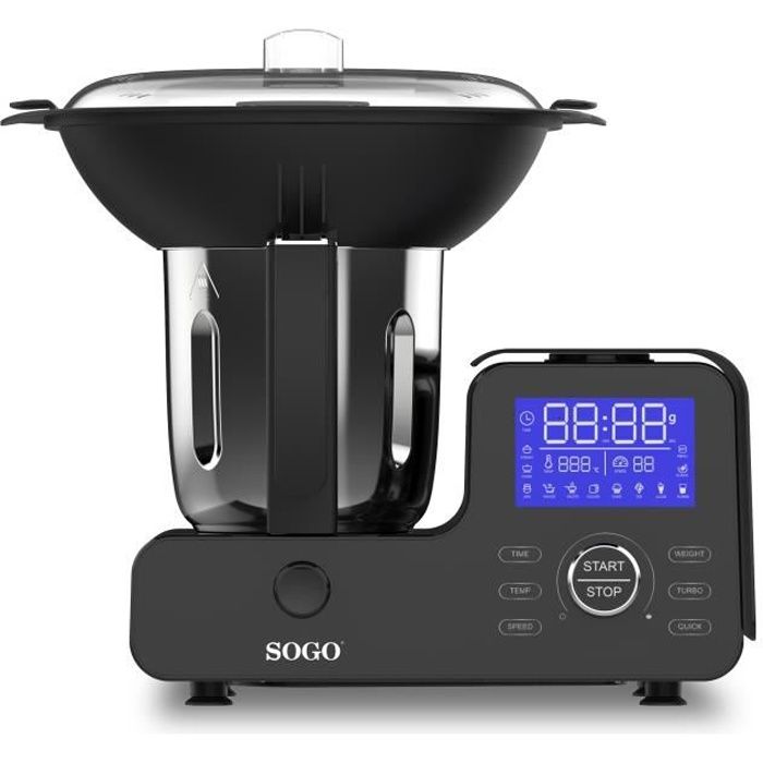Sogo Robot Cuiseur Multifonction Avec Balance Integree Fonction Vapeur Et Livre De Recettes 1500 W 4 L 11 Vitesses Inox Achat Vente Robot De Cuisine Cdiscount