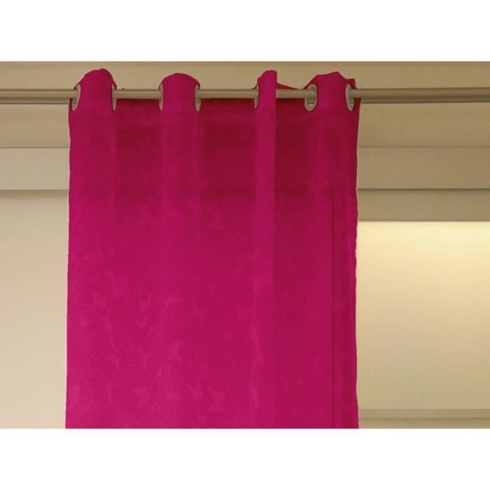 Voilage à Oeillets Papillon Fushia Achat Vente Rideau