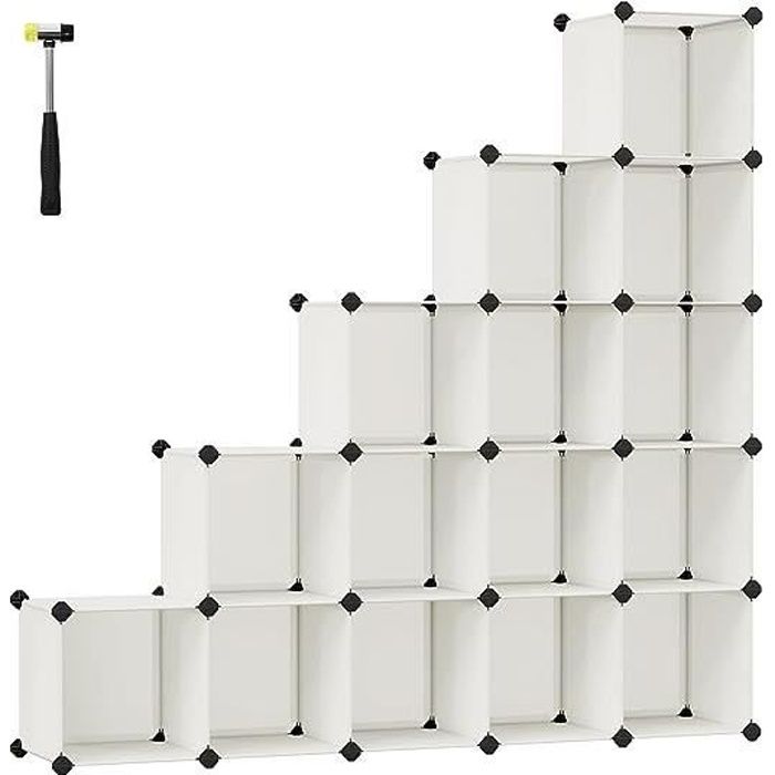Étagère De Rangement Avec 16 Casiers, Etageres Cubes, Stable, Assemblage  Facile, Blanc - Meuble d'appoint - Banc BUT