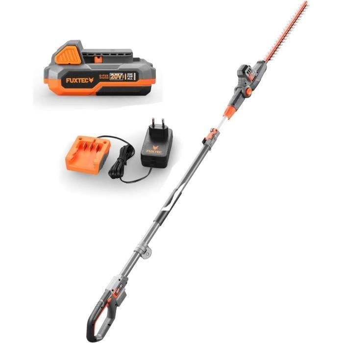 Taille-haie Sur Perche Télescopique IKRA 20V - Portée 4m, Lame 40cm, Tête Orientable - Batterie 55 Min, Léger