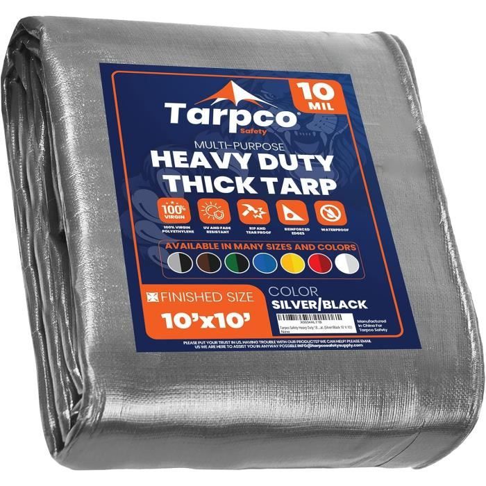 Bâche, Super robuste, Argent, 10' x 8' x 12 mils - NN407