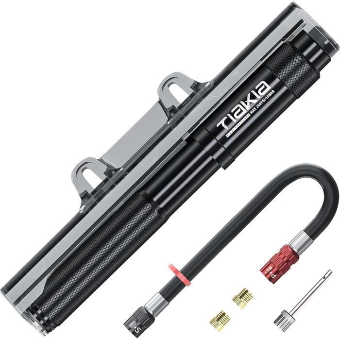 Pompe à Vélo Tiakia 260PSI - Portable, Légère, Compatible Presta/Schrader/Dunlop