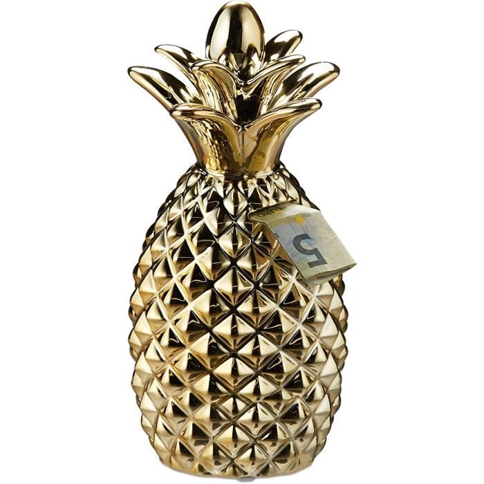 Tirelire Ananas En Céramique | Déco Maison Moderne | Économie D'Argent Pour Enfants | Cadeau Stylé | Blanc Ou Or