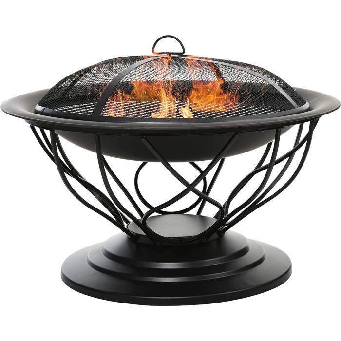 Brasero Charbon De Bois Déco De Terrasse Noir