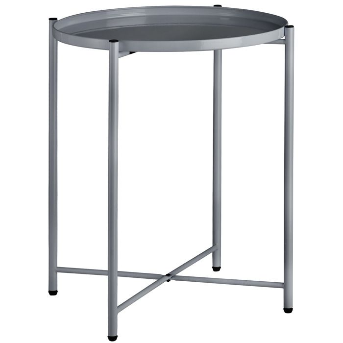 tectake table d'appoint chester 455x455x53cm bout de canapé style industriel table basse ronde avec plateau amovible - gris foncé