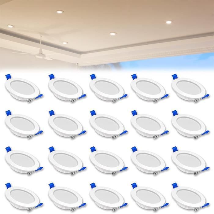 UISEBRT 20 x 5W Spots LED Encastrables Luminaire Spot Plafond Encastré Aluminium pour la Salle de Bain Cuisine chambre - Blanc Chaud