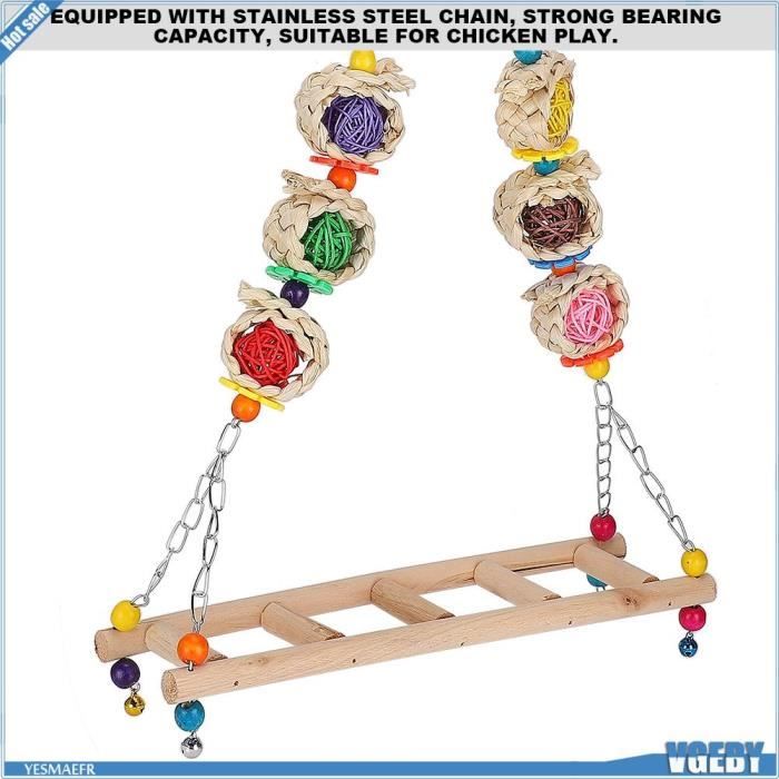 Comparer les prix de VGEBY Balancoire Pour Poules en Bois Jouet Balancoire Oiseau Perroquet Perchoir Escalade