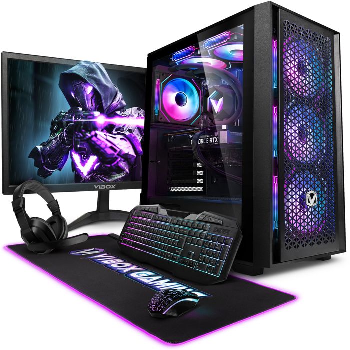 Vibox IV-128 PC Gamer Complet • 23 Écran • AMD Ryzen 7 5700X • RTX 5060 8 Go • 16 Go RAM • 1 To SSD • Windows 11 • WiFi