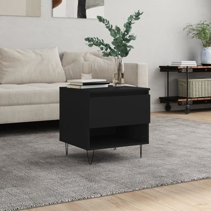 vidaXL Table basse noir 50x46x50 cm bois d’ingénierie 830910