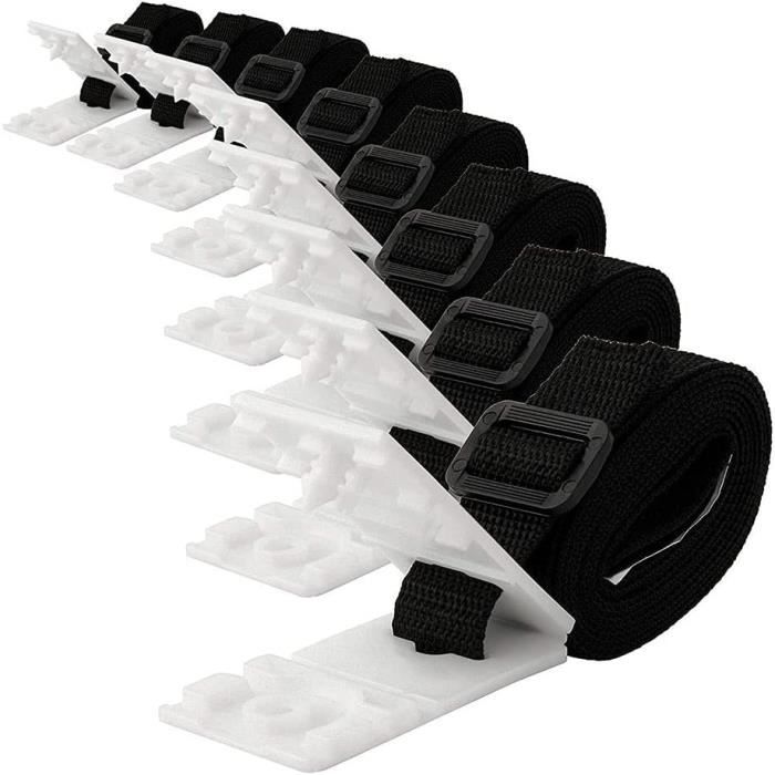 Kit Fixation Bâche Solaire Piscine - 6 Sangles Nylon 170 Cm Et Clips, Pour Piscines Creusées 3 à 7,3 M