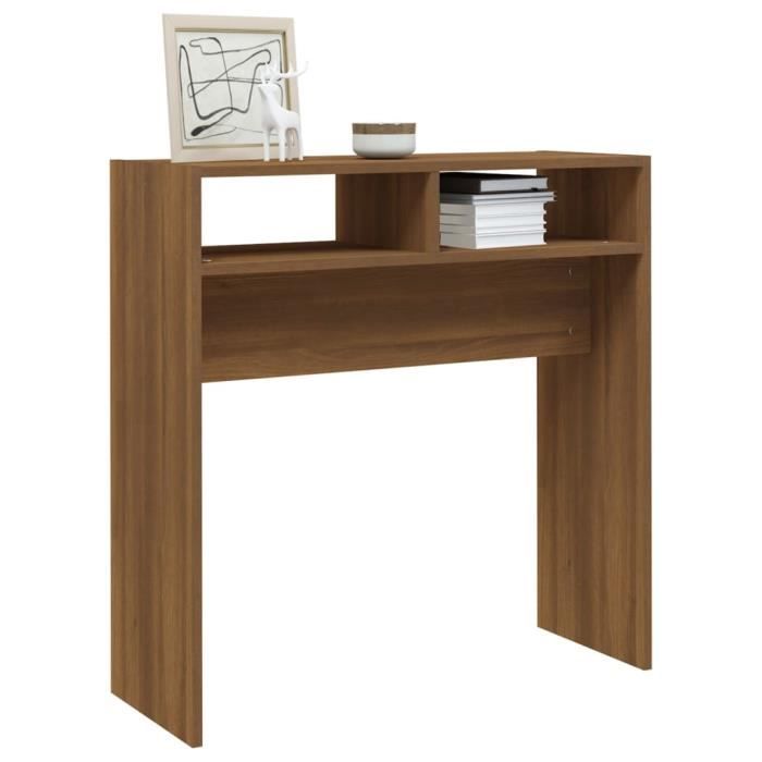 table console en bois d'ingénierie chêne marron - yosoo - 78x30x80 cm