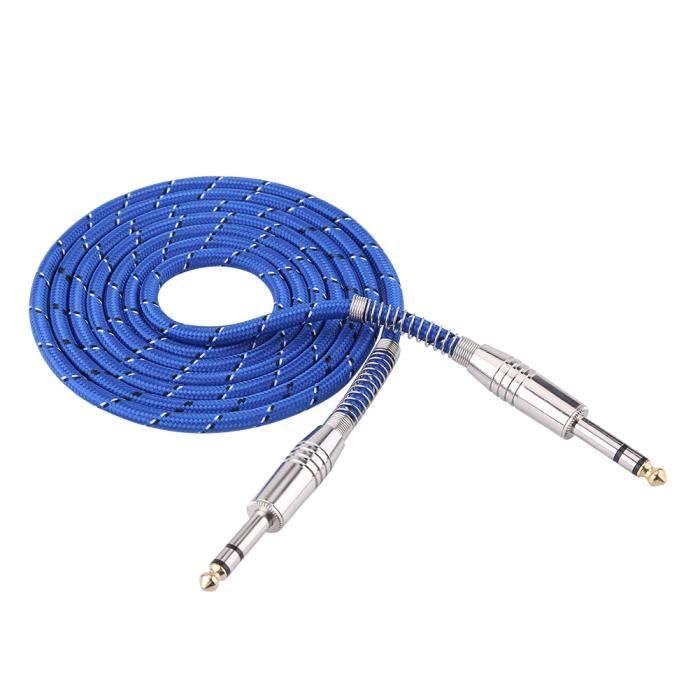 Lot De 3 Câbles De Raccordement Guitare 18 Cm - Fiches Stéréo 6.35mm (1/4") Angle Droit, Pour Ampli, Clavier, Mixer