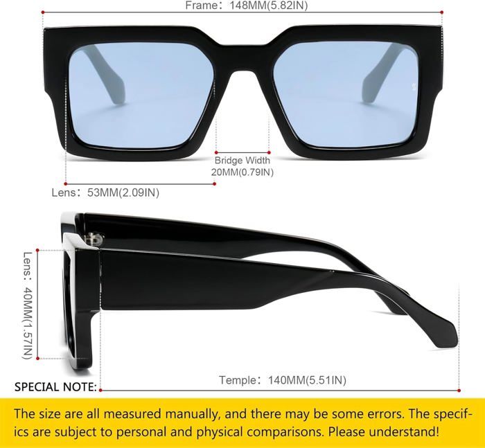 Lunettes De Soleil SHEEN KELLY Rétro Rectangle Épaisses - Mode 90s Hommes Femmes Noir Tortie