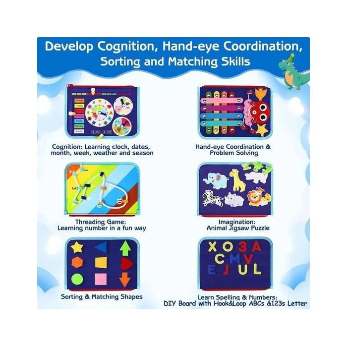 Busy Board XIAPIA 20 En 1 – Livre Activités Montessori Dès 1 An – Voyage