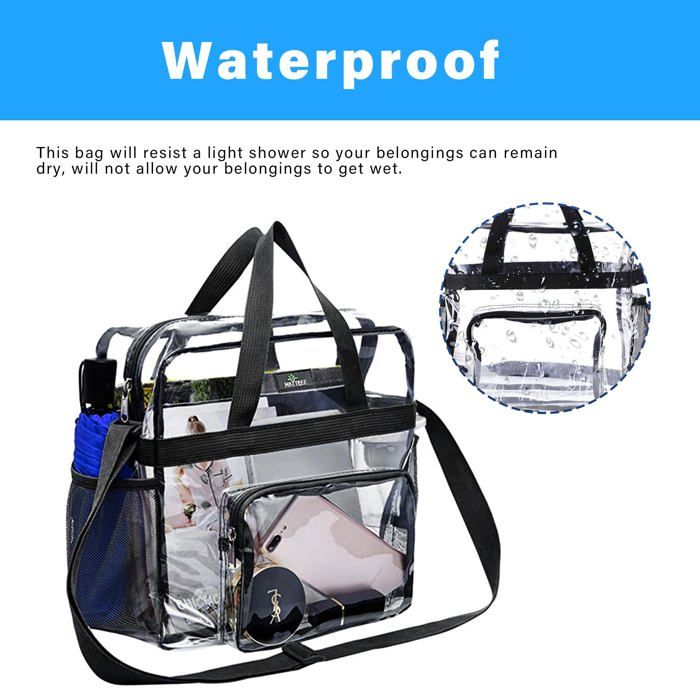 Elfinfi Lot De 3 Sacs à Dos Transparent En PVC – Imperméables, Cordon Réglable – Idéal Pour École, Plage, Sport Et Voyage – Noir