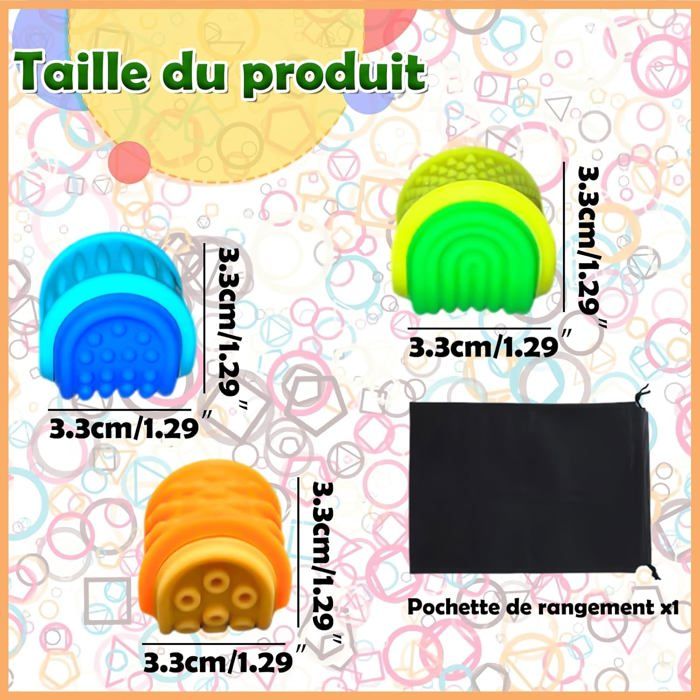 Balles Sensorielles Texturées – Lot De 3 – Silicone – Picots, Vagues, Rainures – Anti-stress – Autisme, TDAH – Dès 3 Ans