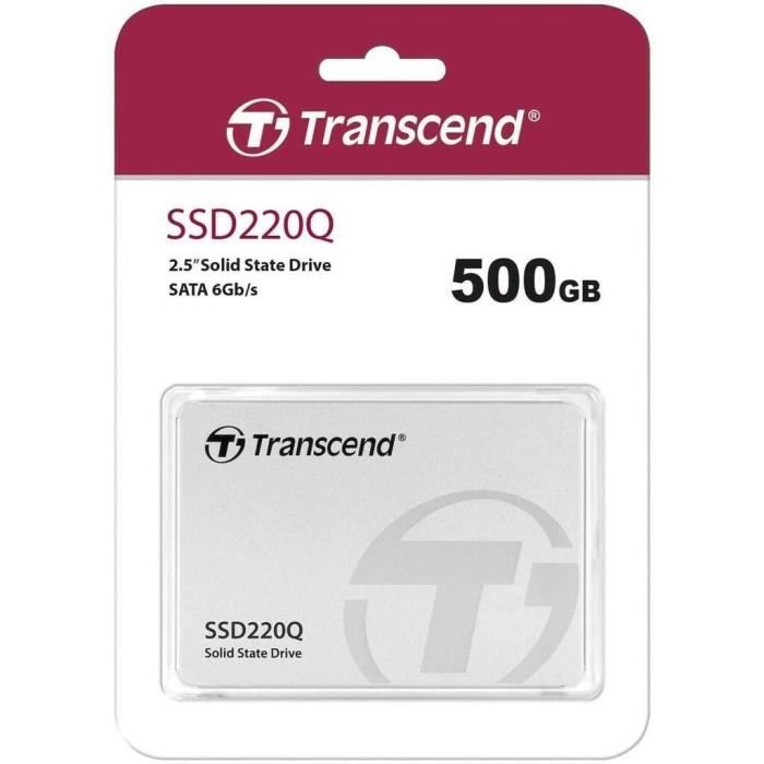 TRANSCEND SSD220Q Disque SSD - 500 Go - Interne - 2.5 - SATA 6Gb/s -  Cdiscount Informatique