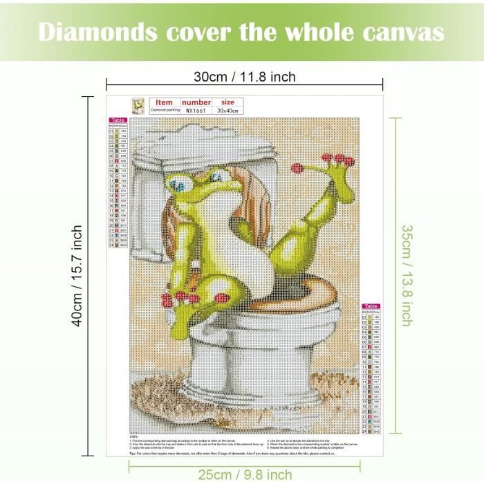 Broderie Diamant Pleine Grenouille 30x40cm - Kit Complet Diamond Painting Adulte Enfant Avec Strass Brillants