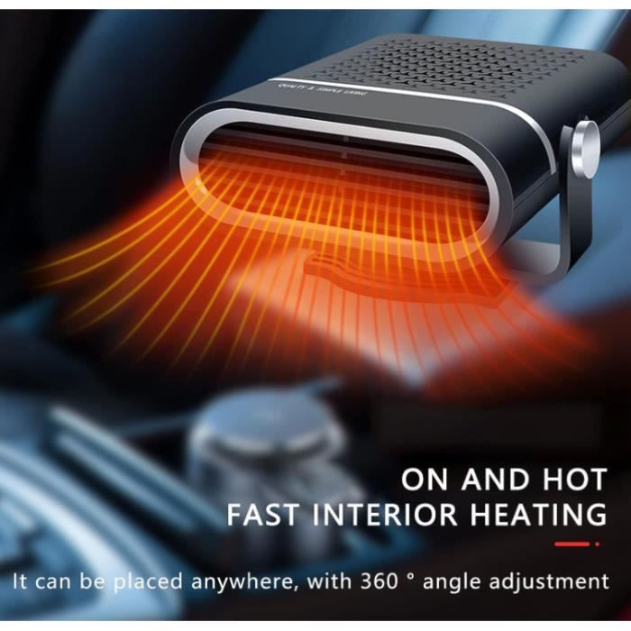 Chauffage Ventilateur 12V/24V 150W Pour Voiture - Désembueur Et Dégivreur Rapide - Fonction 2-en-1 Chauffage/ventilation - Prise Allume-cigare