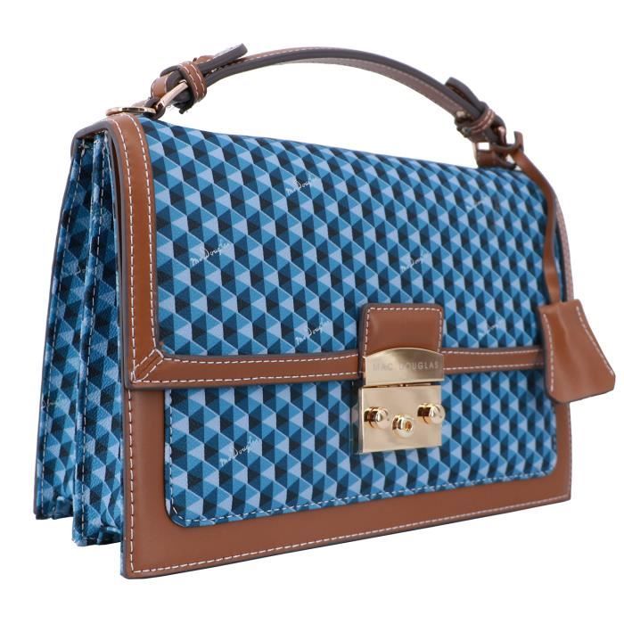 Sac a main Mac Douglas Joyau Paloma en toile garnie de refente de cuir de vachette SDBM Bleu SDBM Cdiscount Bagagerie Maroquinerie