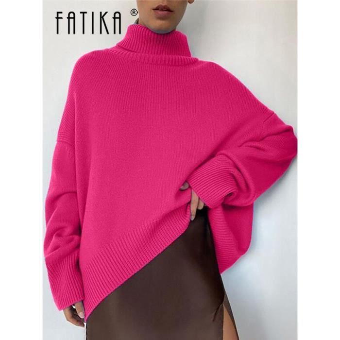 Pull pull a col roule pour femme couleur unie classique elegant tricote automne hiver Light Blue Blanc Cdiscount Pret a Porter