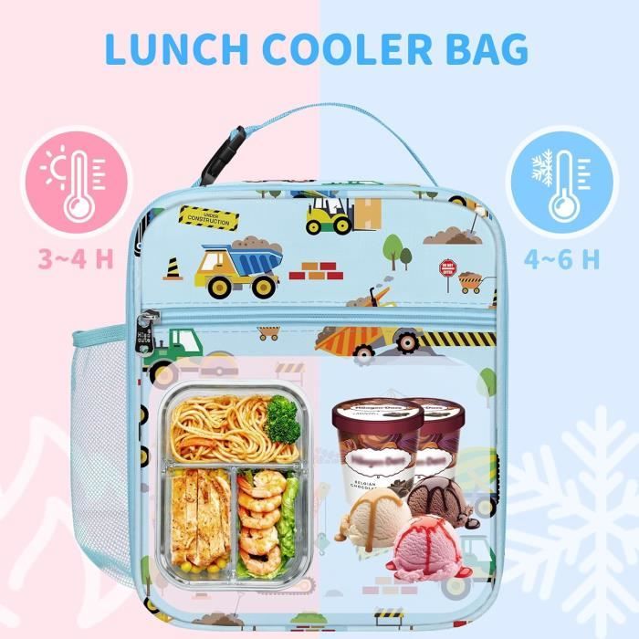 Sac Isotherme Repas Enfant Motif Requins - Lunch Box Garçon École - Pochette Repas Portable Bleu Baleines