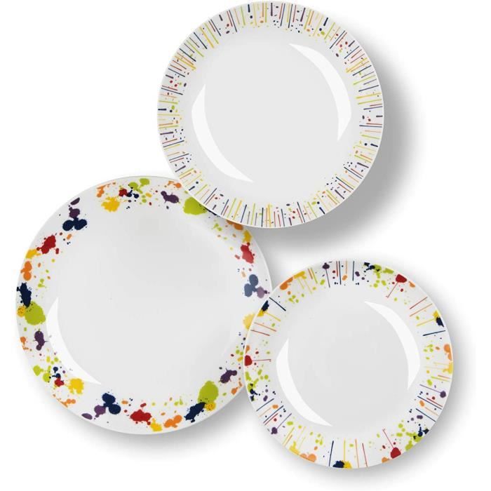 Service 18 Assiettes Porcelaine Excelsa Calavera Tête De Mort - Vaisselle 6 Personnes
