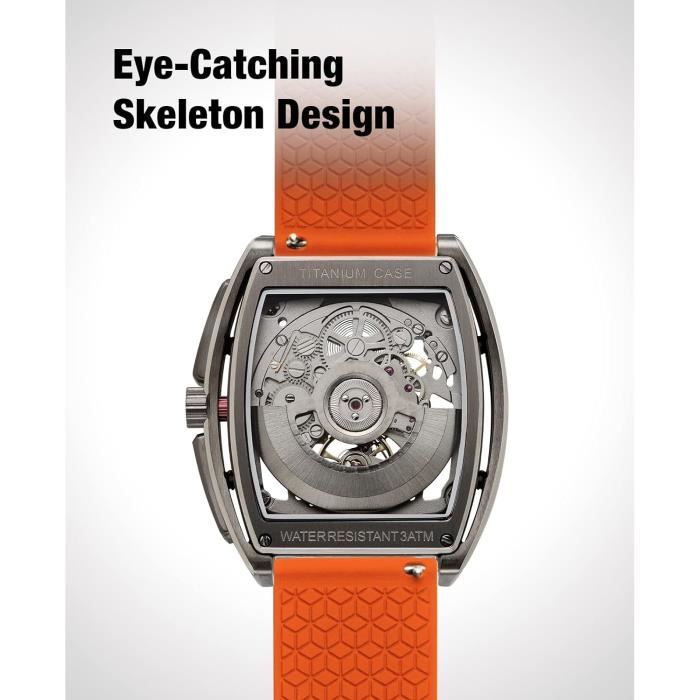 Montre Automatique Homme S rie Z Montre Titane Bracelet M canique Squelette Tonneau En Cristal Saphir Avec Bracelet En Cuir u981