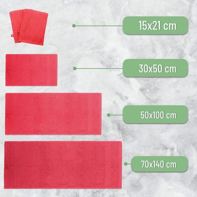 Lot De 10 Serviettes D'Invité Betz 30x50 Cm En Coton Premium - Gris Anthracite Et Rouge, Ultra Douces Et Absorbantes
