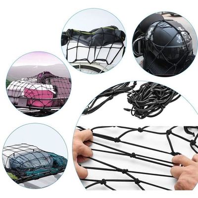 Filet élastique Pour Casque Moto - Lot De 2 - 30x30 Cm - 4 Crochets - Double Couche - Fixation Bagages Vélo, VTT - 4